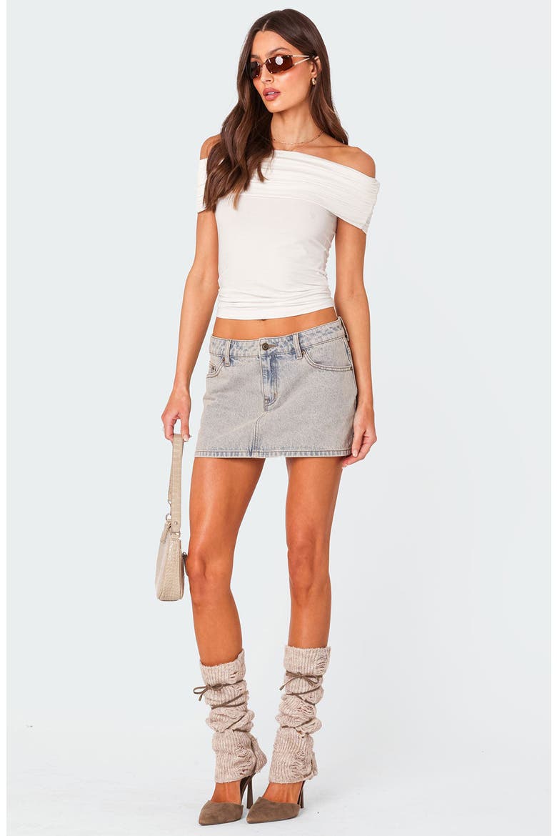 Strawberry Foldover Off the Shoulder Crop Top, Alternate, color, WHITE