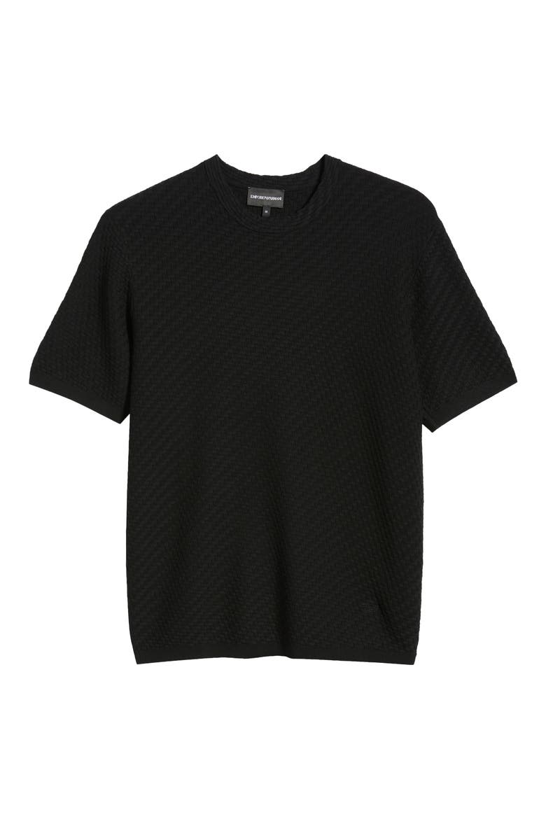 Short Sleeve Basket Stitch Sweater, Alternate, color, SOLID BLACK