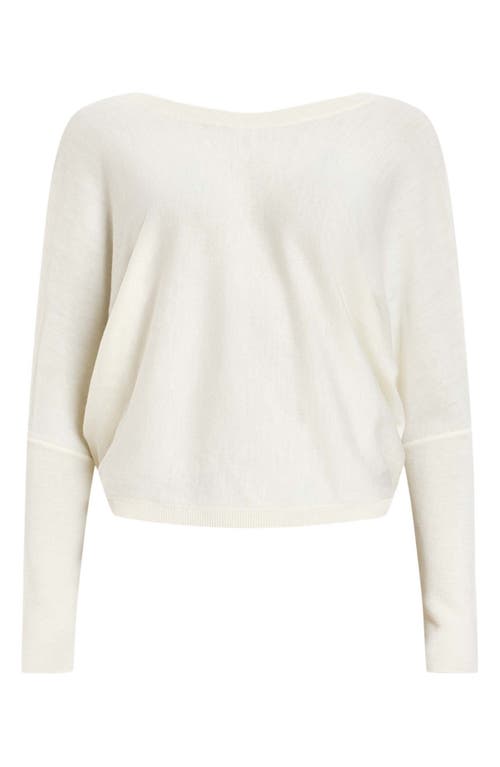 Shop Allsaints Julieana Reversible Dolman Sleeve Crop Sweater In Chalk White