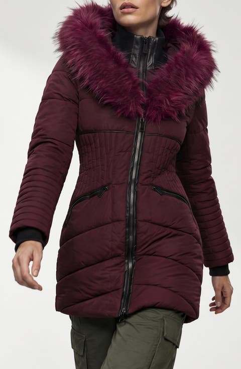 Gigi Vegan Faux Fur Trim Quilted Parka
