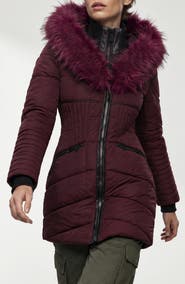 Noize Gigi Vegan Faux Fur Trim Quilted Parka