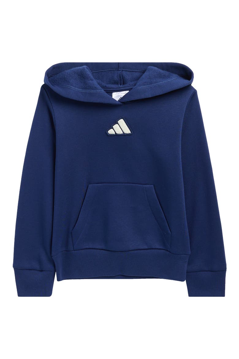 Kids' Logo Patch Fleece Hoodie, Main, color, DARK BLUE