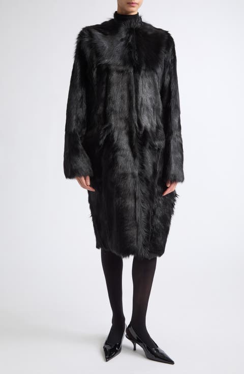 Structured Genuine Shearling Coat
