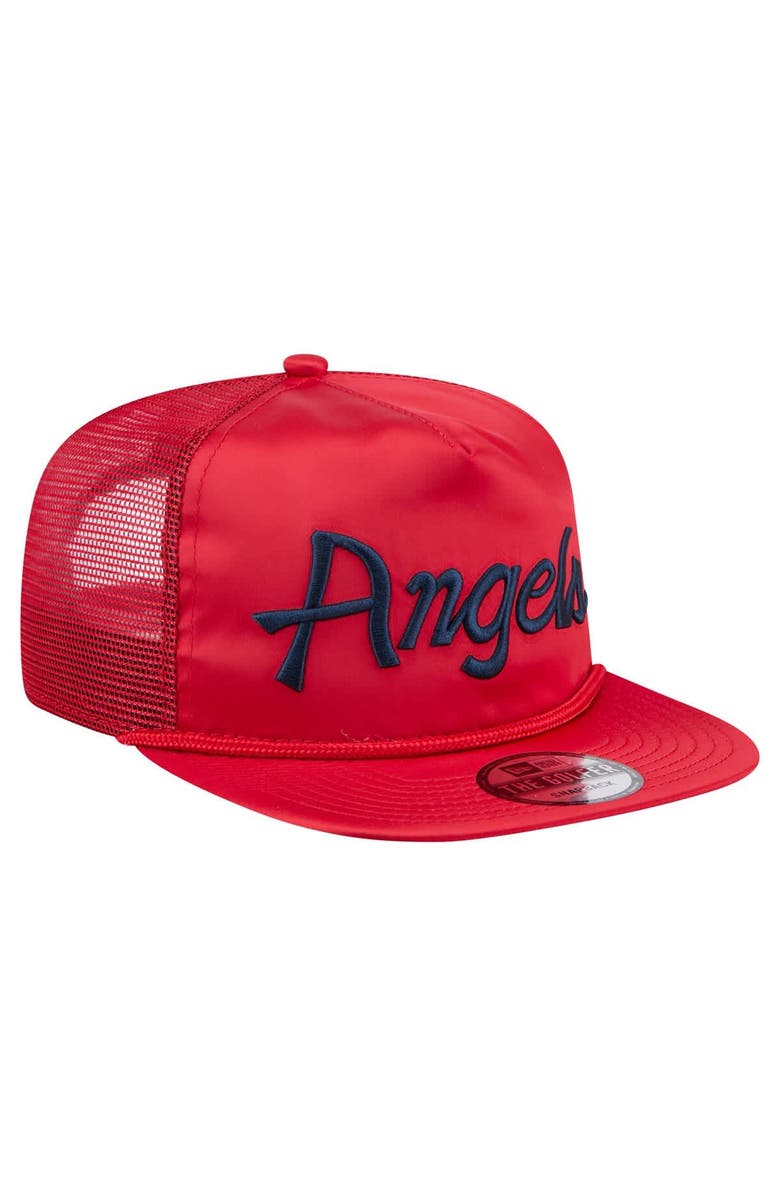 New Era Men's New Era Red Los Angeles Angels Retro Satin Script Golfer Adjustable Hat, Alternate, color, Red