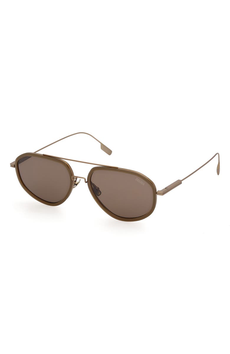 ZEGNA 56mm Geometric Sunglasses, Alternate, color, 