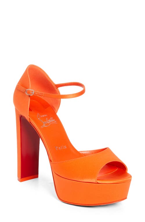 Christian Louboutin Sandaloo Silk Satin Platform Sandal In Orange