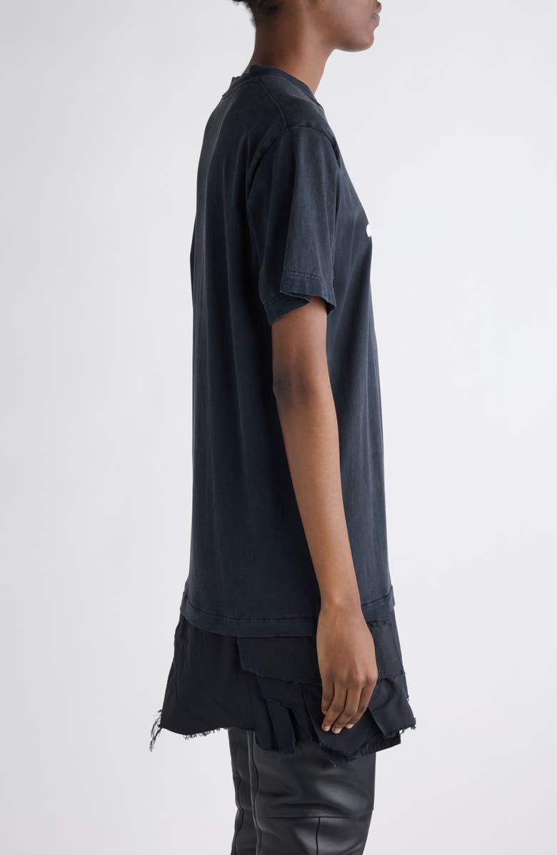 Balenciaga Luxury Embroidered Hybrid T-Shirt Dress, Alternate, color, 1000 Black