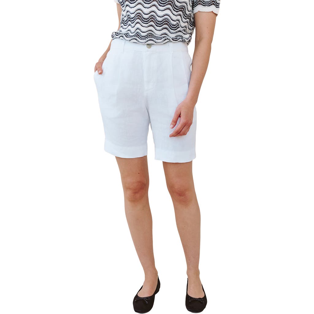 Bella Dahl Pleated Bermuda Shorts in White at Nordstrom, Size Large