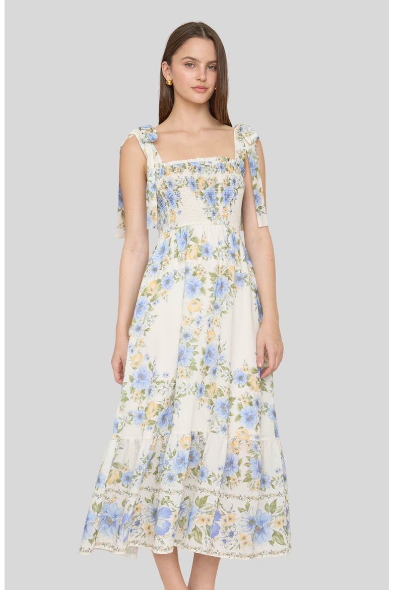 Floral Midi Dress, Alternate, color, BLUE MULTI