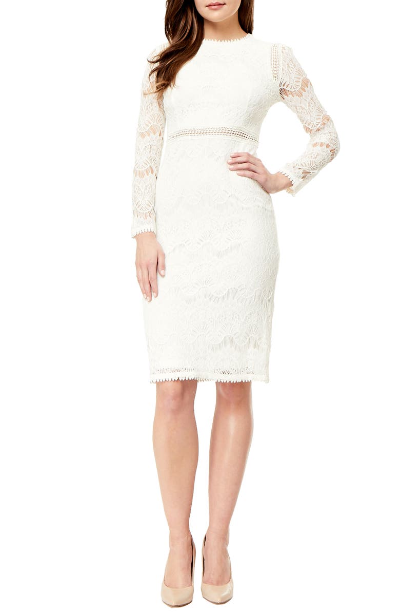 Love By Design Lace Long Sleeve Midi Dress, Main, color, Gardenia