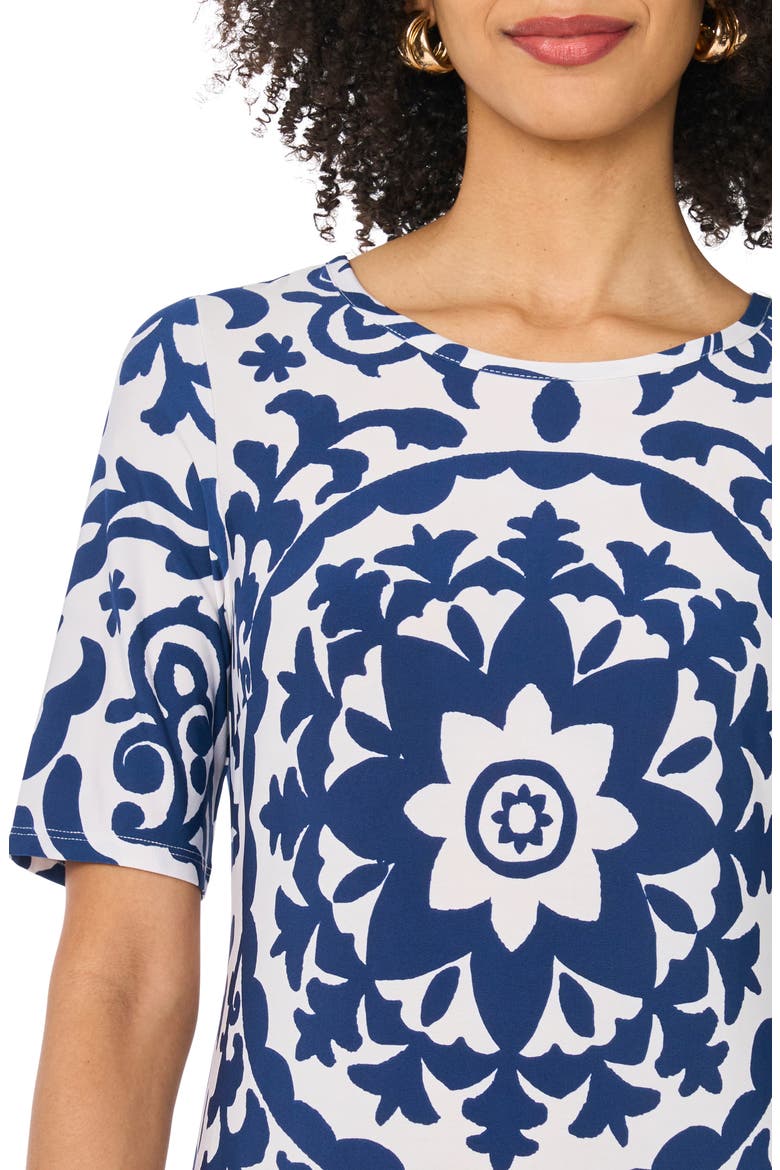 Print Crewneck Maxi Dress, Alternate, color, CLASSIC NAVY