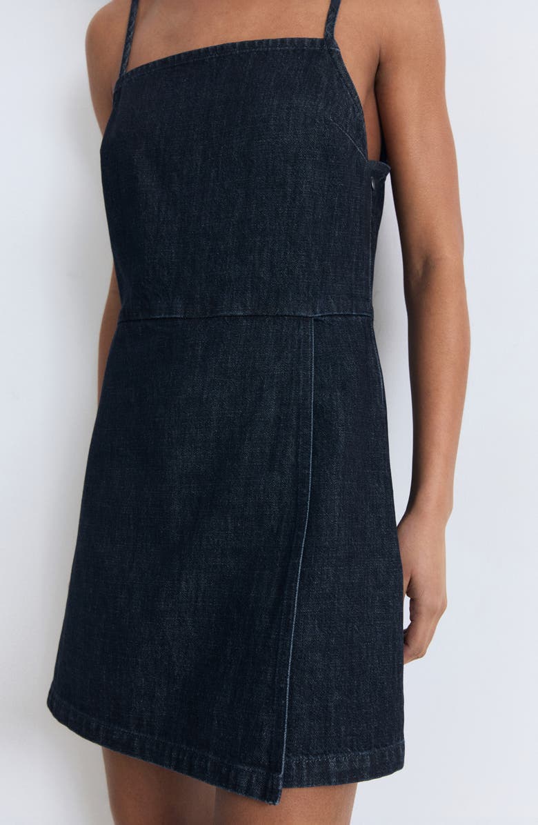 MANGO Denim Skort Romper, Alternate, color, Open Blue