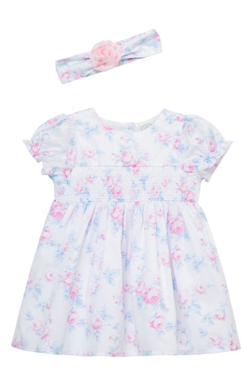 Shop Little Me Roses Smocked Puff Sleeve Party Dress, Bloomers & Headband Set