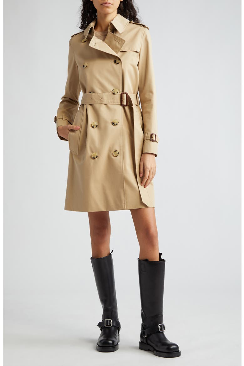 Kensington Water Resistant Gabardine Trench Coat, Main, color, HONEY