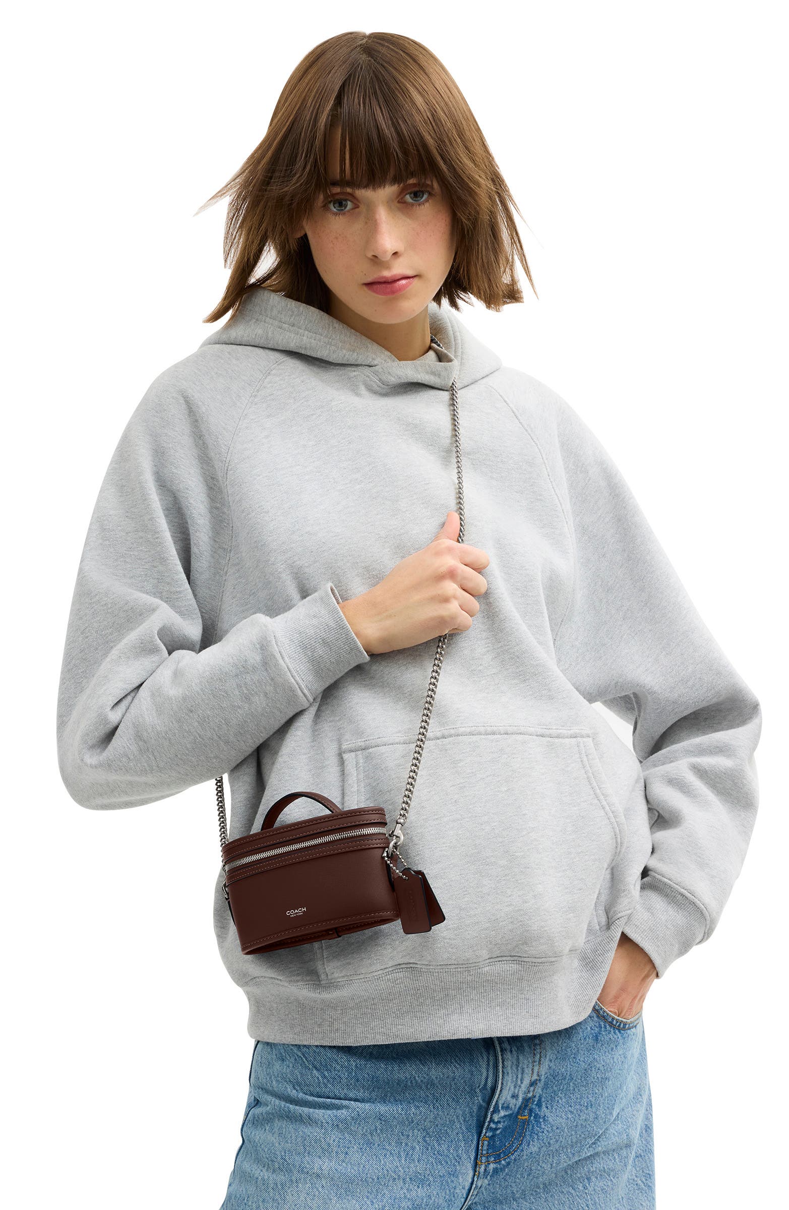 COACH Trail 15 Leather Crossbody Bag, Alternate, color, Maple