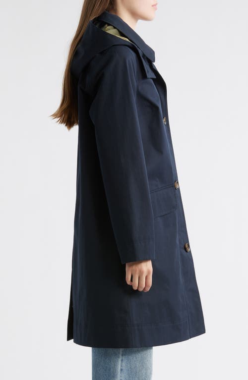 Barbour Hebrides Longline Waterproof Jacket With Removable Hood In Blue