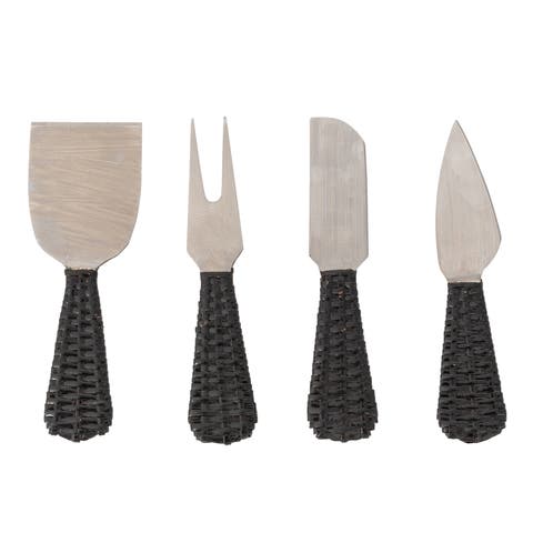 Artifacts Rattan Stainless-Steel Cheese Knives (Set of 4) - with Gift Box
