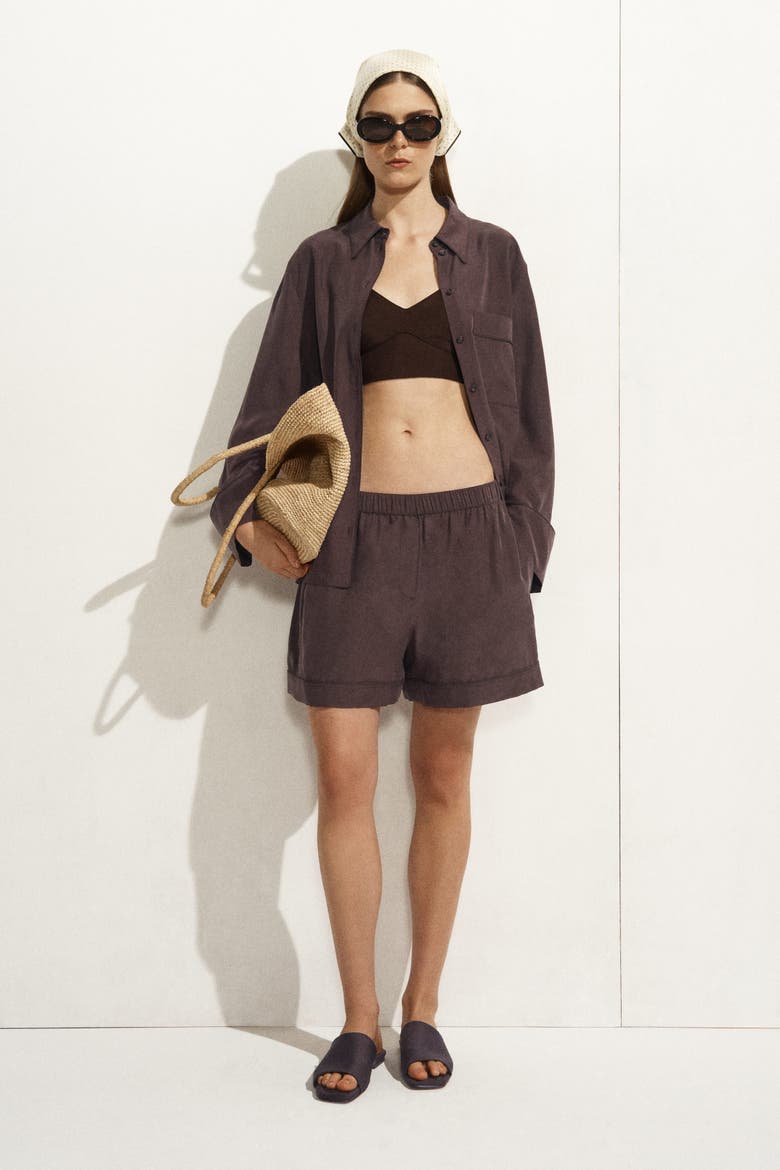 Silk Shirt, Alternate, color, BROWN