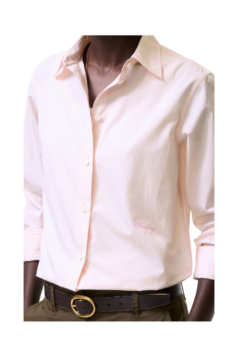 Classic Fit Striped Cotton Shirt, Alternate, color, Frosty pink
