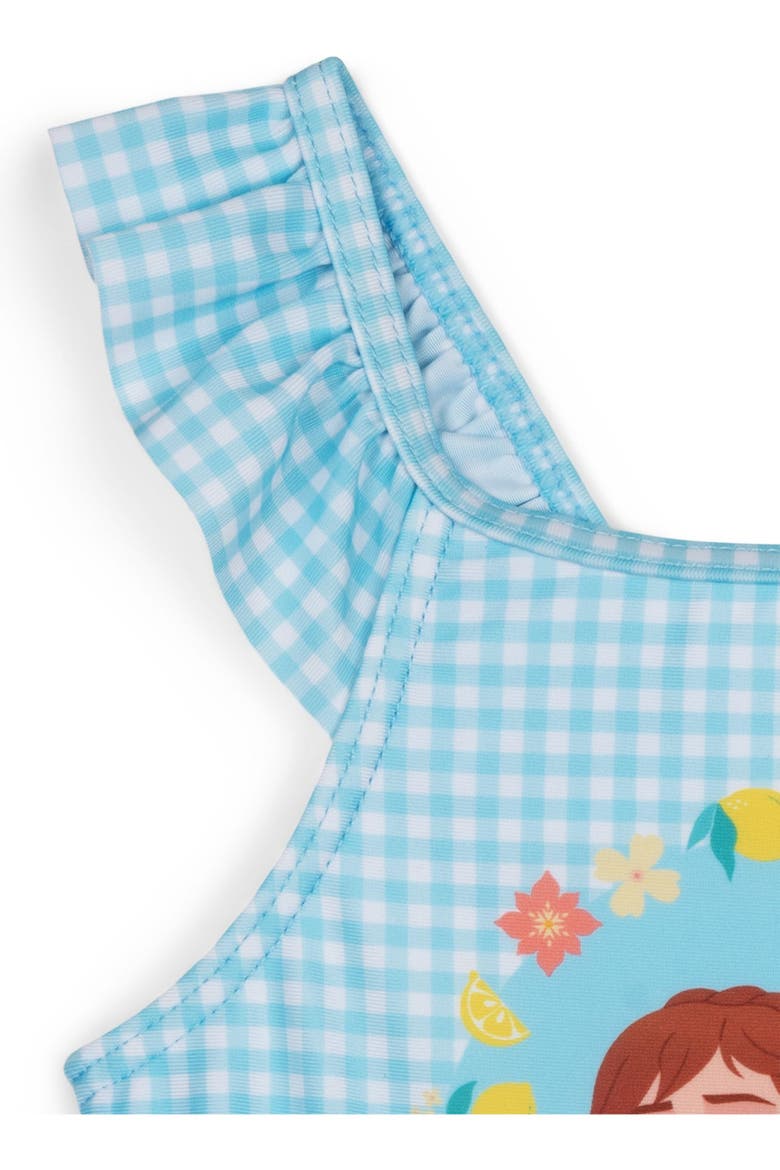 Frozen One Piece Swimsuit and Bucket Hat Set, Alternate, color, Light Blue Anna Elsa