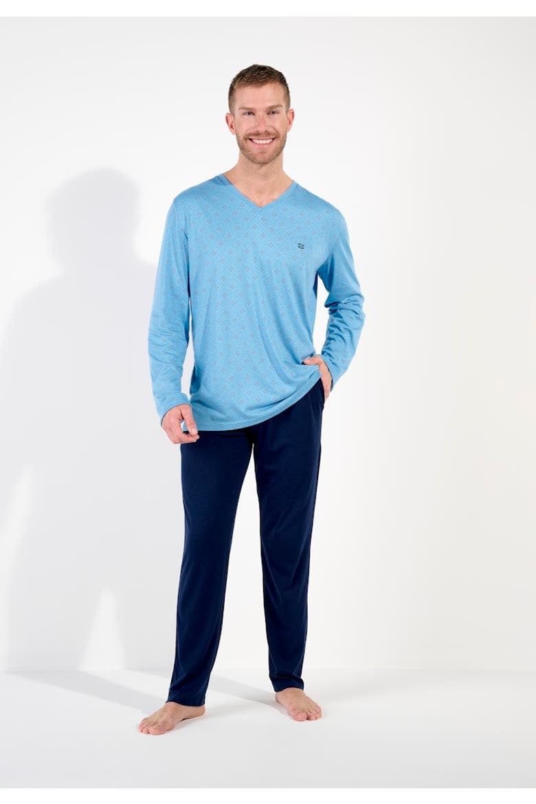 Walter Long Pajama Set, Alternate, color, Blue Print
