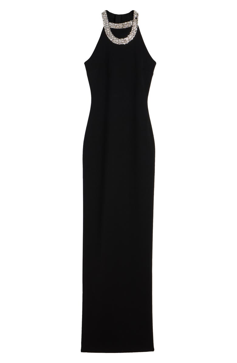 Balmain Double Crystal Collar Halter Neck Gown, Alternate, color, 