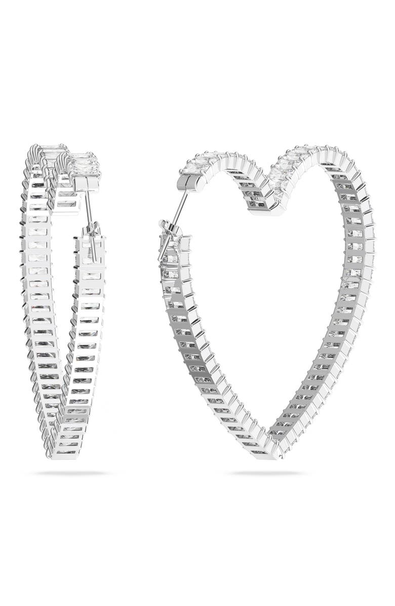 Swarovski Matrix Crystal Heart Hoop Earrings, Alternate, color, 