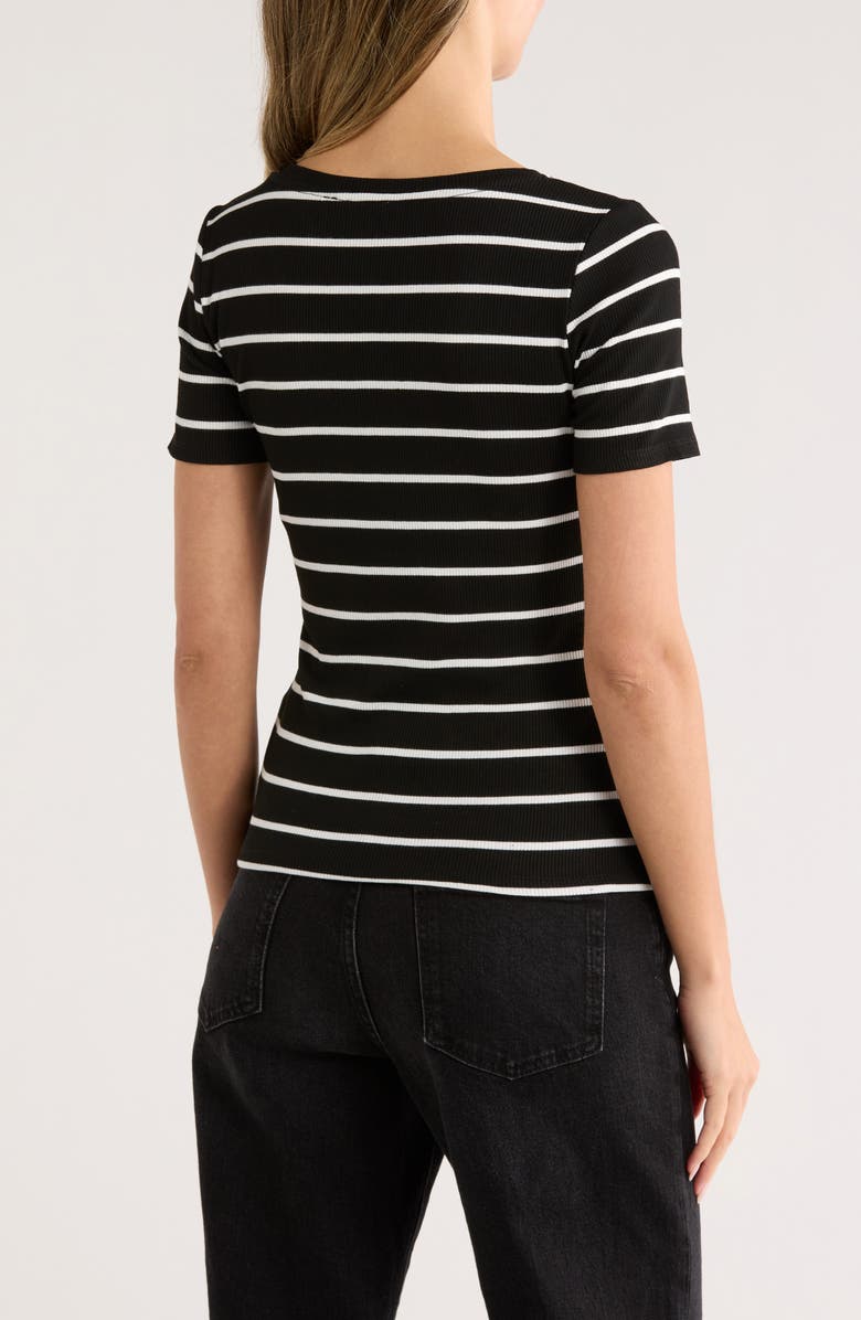 CYRUS Stripe V-Neck Top, Alternate, color, Black/ Bone