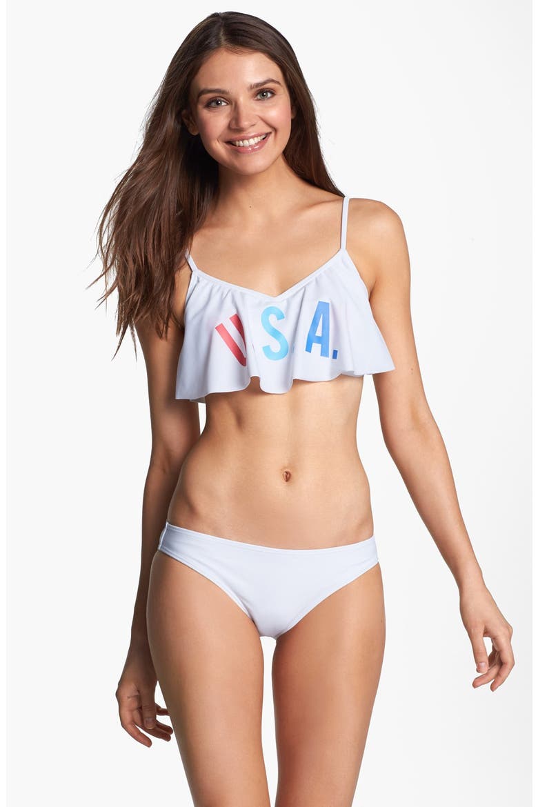 'USA' Fluttery Bikini Top, Alternate, color, WHITE