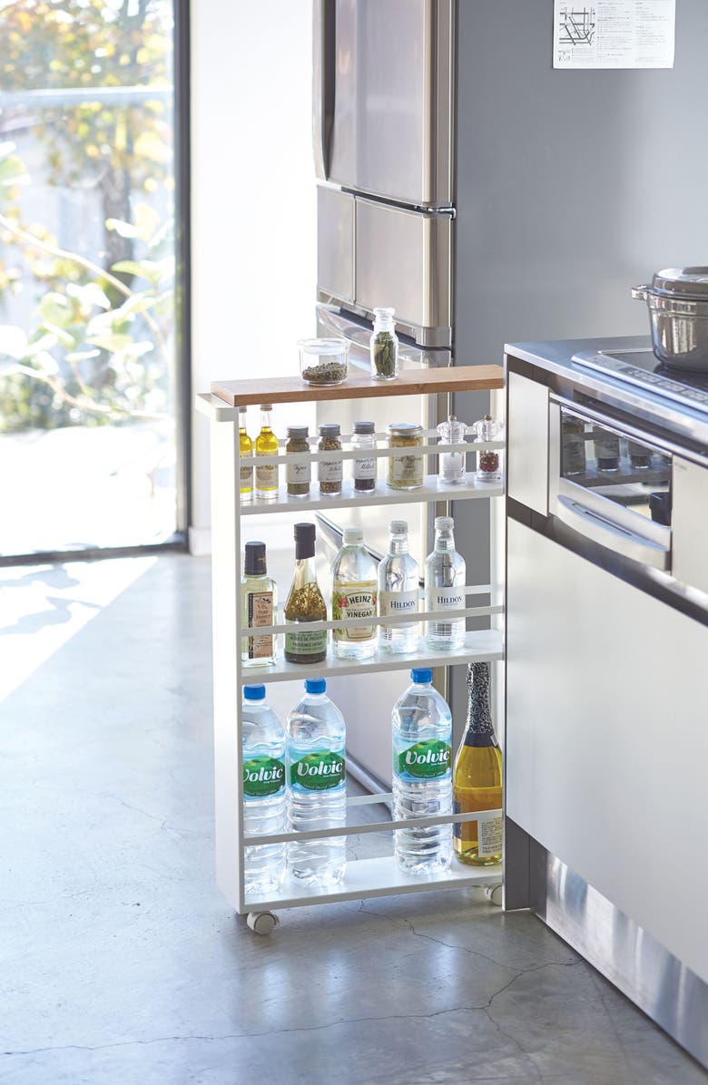 Yamazaki Steel Rolling Storage Cart, Alternate, color, White