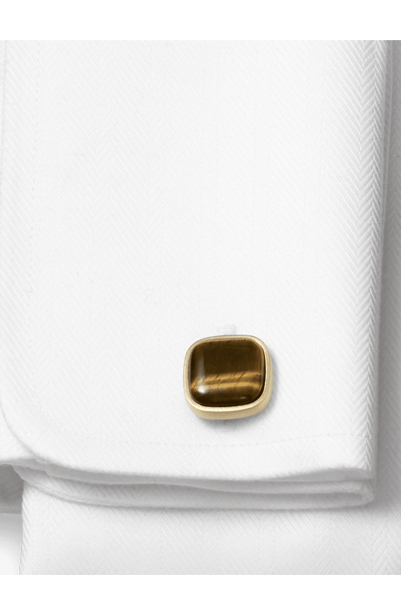 Paul Fredrick Tigers Eye Cufflinks, Alternate, color, Brown