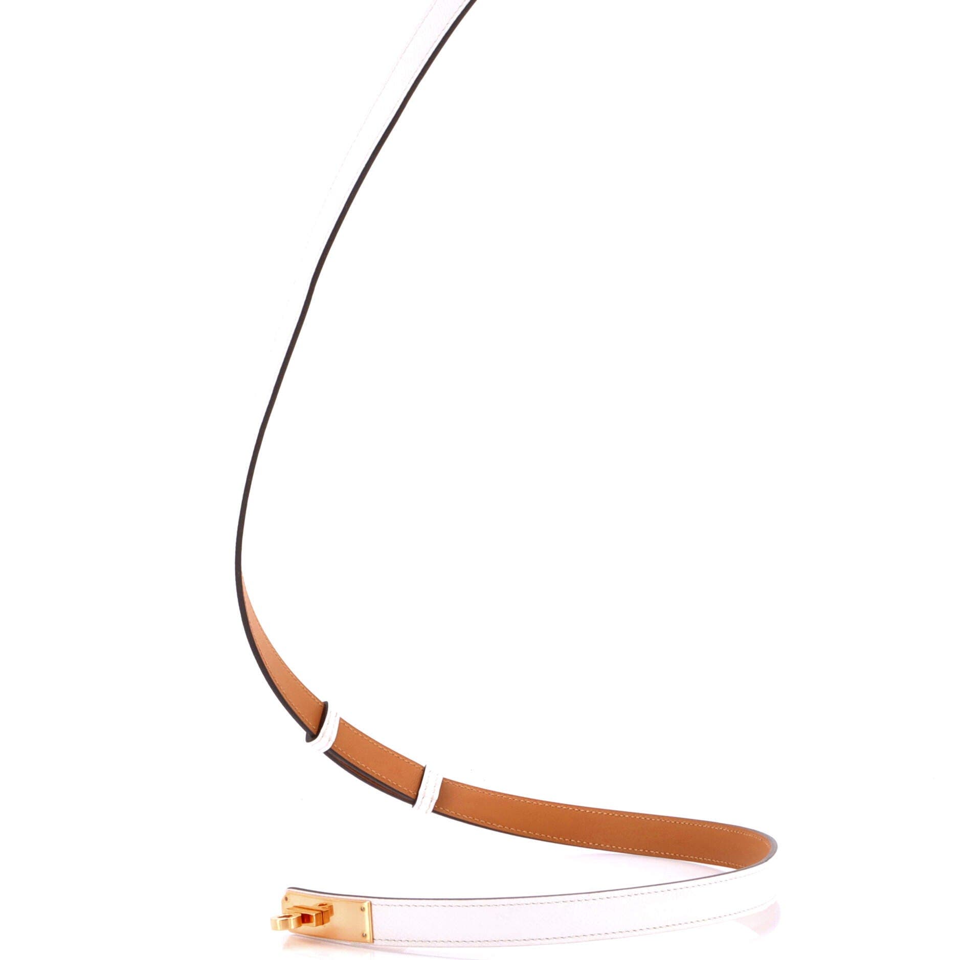 Pre-Owned Hermes Kelly Belt Leather Thin, Alternate, color, White