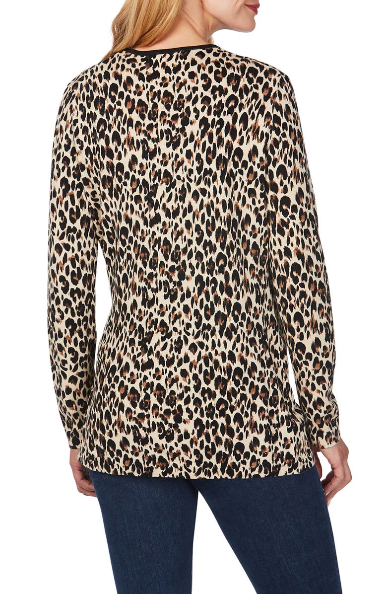Foxcroft London Leopard Wrap Cardigan, Alternate, color, 