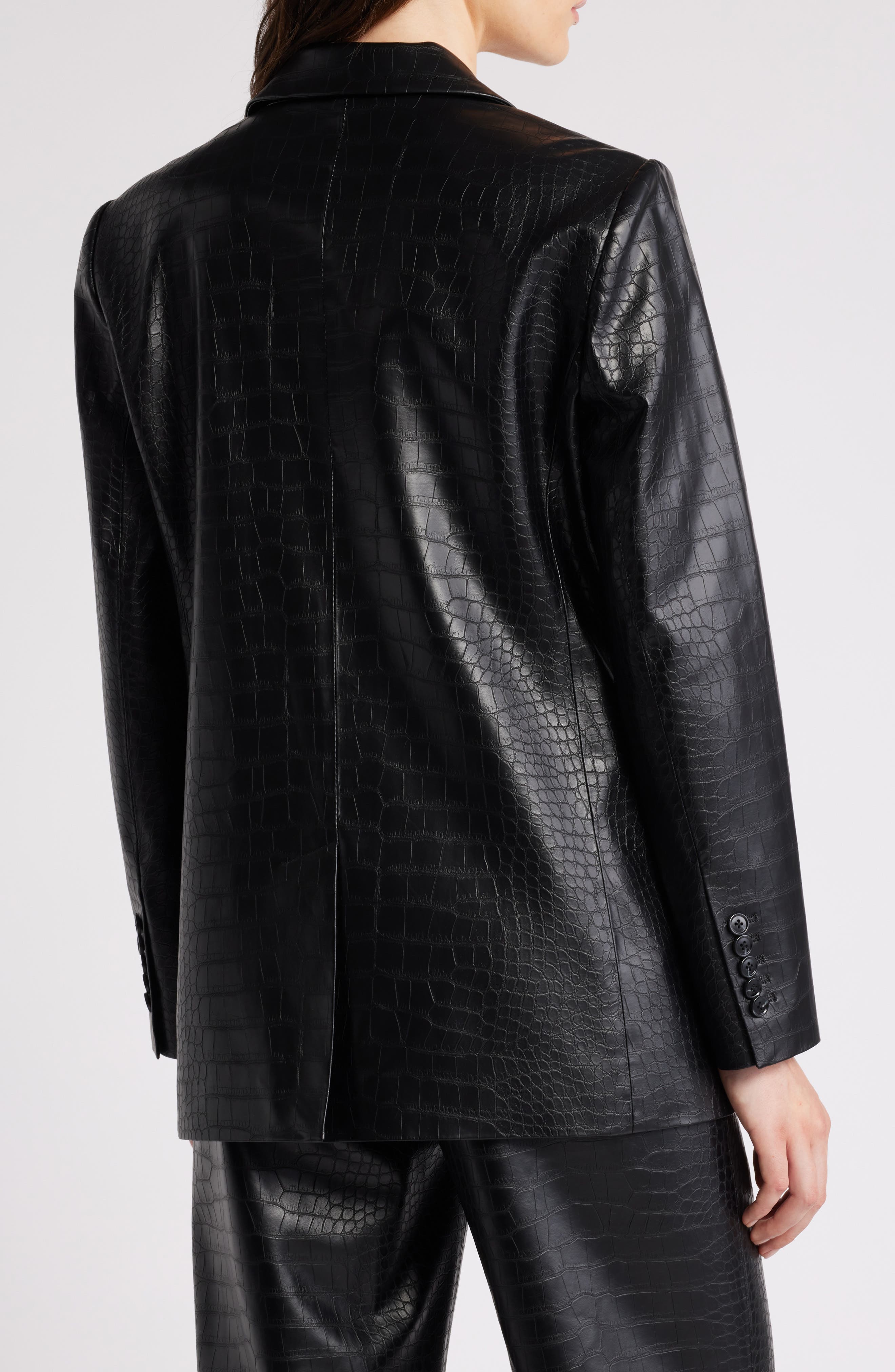 Embossed Faux Leather Blazer - image 2