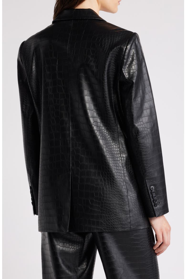 Embossed Faux Leather Blazer, Alternate, color, BLACK