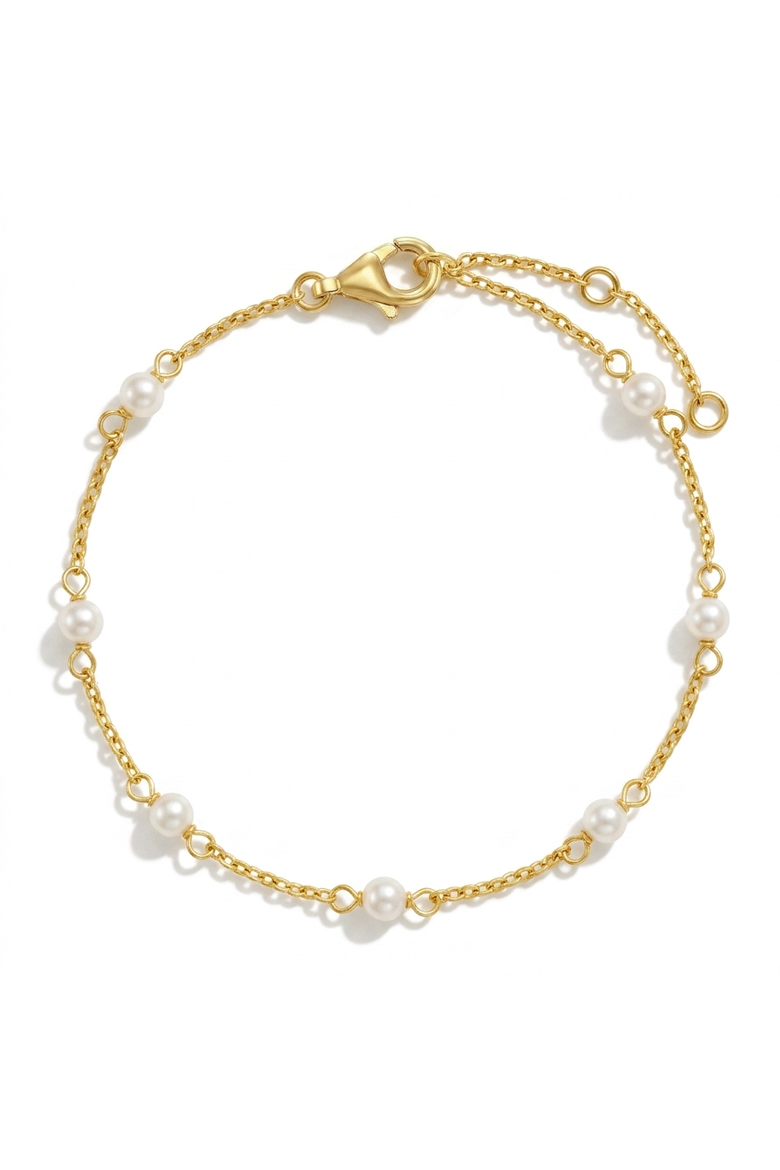 Pearl Linked Women's Plated Bracelet, Main, color, Gold