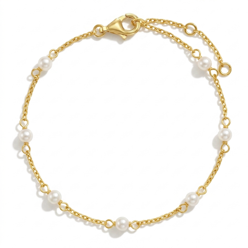 In Season Jewelry Pearl Linked Women's Plated Bracelet in Gold at Nordstrom, Size 7.5