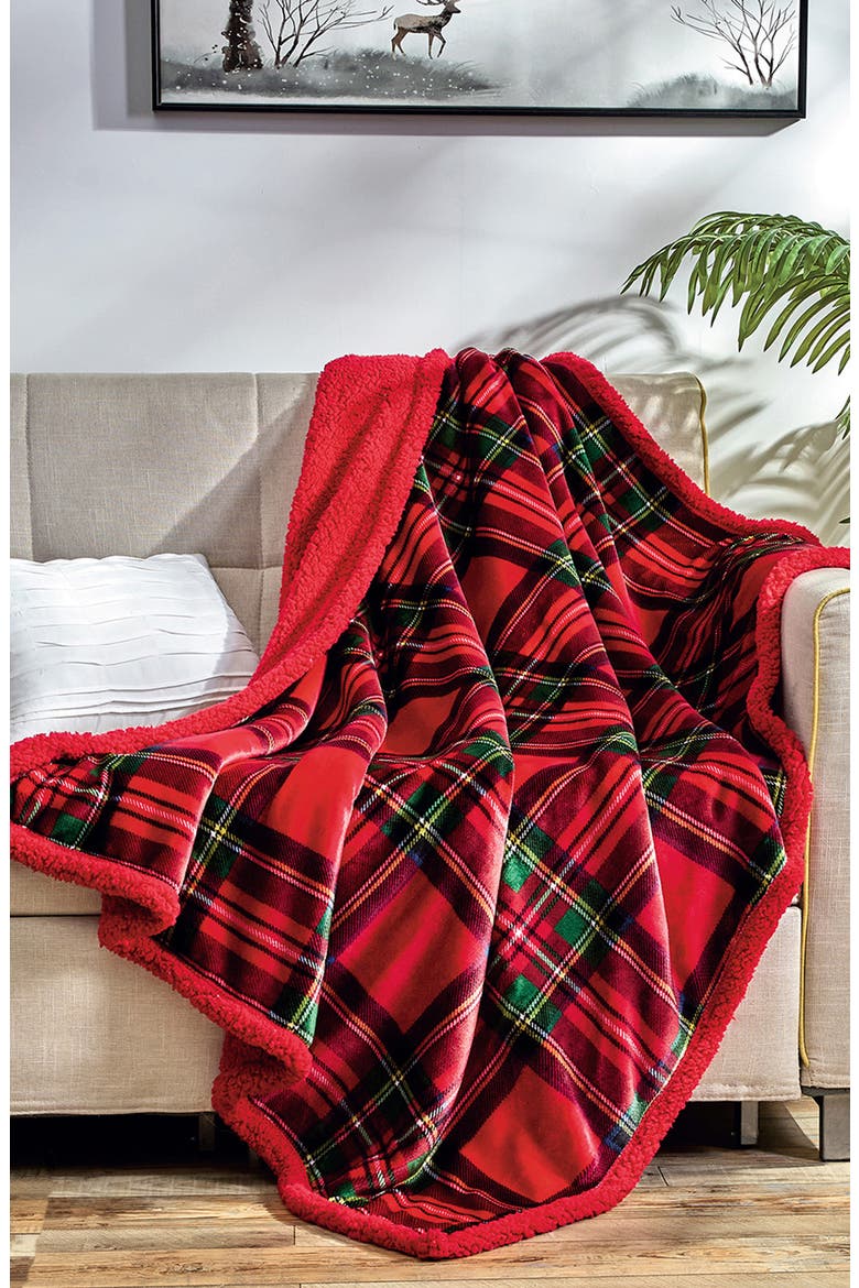 Christmas Poinsettia Throw Blanket, Alternate, color, RED