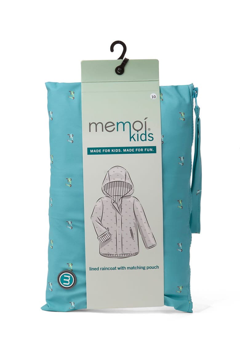 Lined Raincoat with Attached Self-Storage Pouch, Alternate, color, Teal