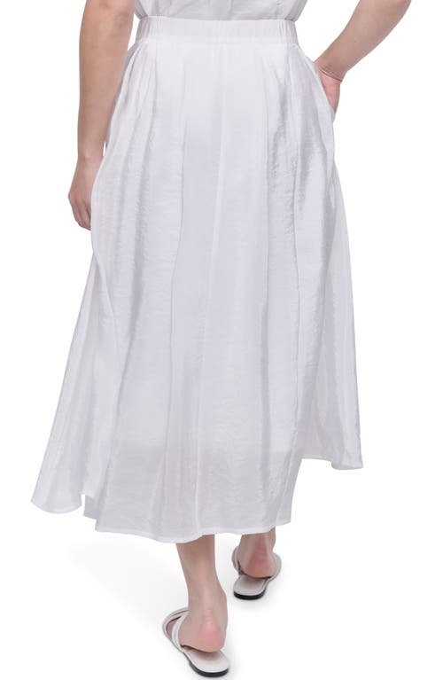 Shop Dkny Zip Front Crinkled Satin Skirt In White