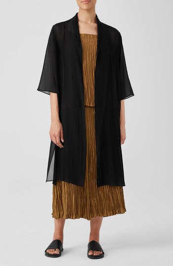 Eileen Fisher Open Front Silk Chiffon Jacket