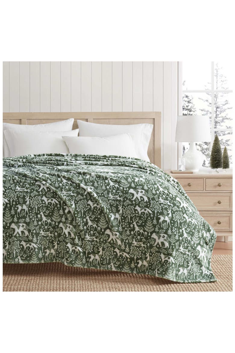 Nordic Forest Reversible Throw, Alternate, color, DARK GREEN