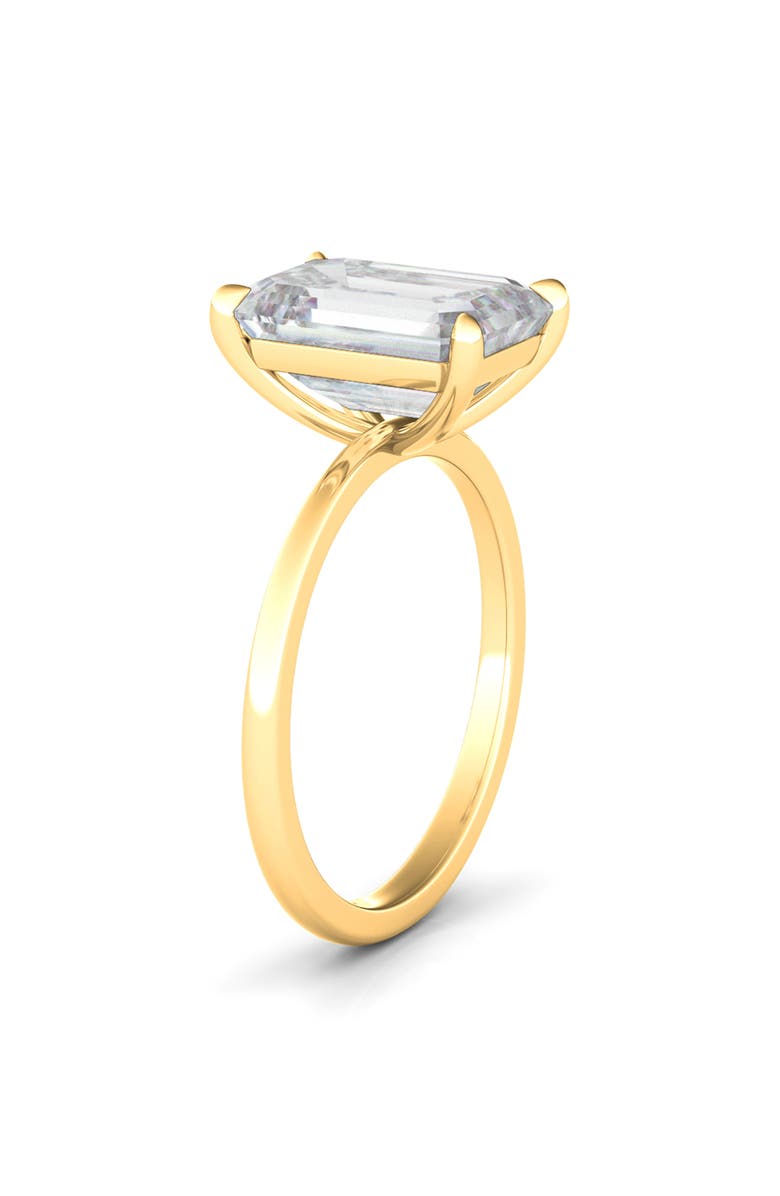 HauteCarat Emerald Cut Lab Created Diamond Ring, Alternate, color, 2.00 Ctw 18K Yellow Gold