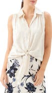 Karen Kane Sleeveless Tie Front Crushed Satin Top