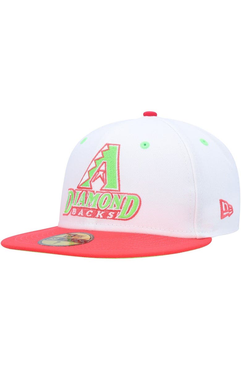 New Era Men's New Era White/Coral Arizona Diamondbacks 1998 Inaugural Season Strawberry Lolli 59FIFTY Fitted Hat, Alternate, color, 