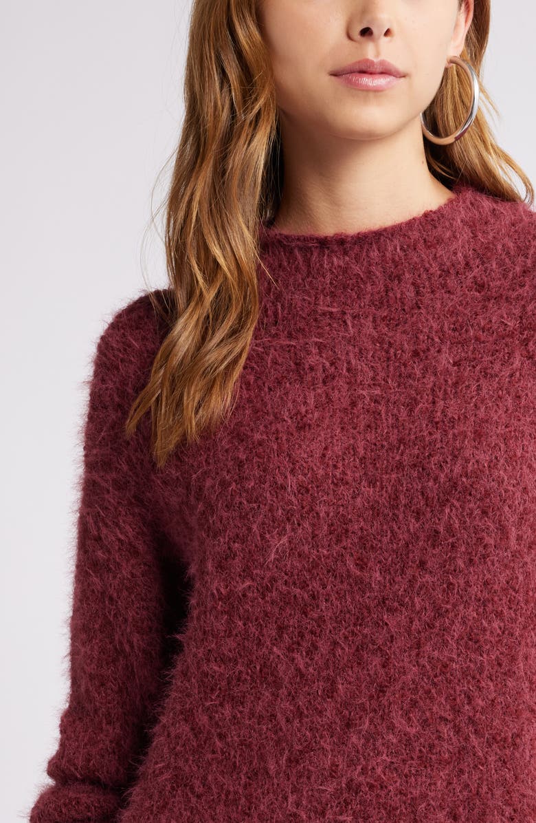 Open Edit Marled Mock Neck Sweater, Alternate, color, Burgundy Field