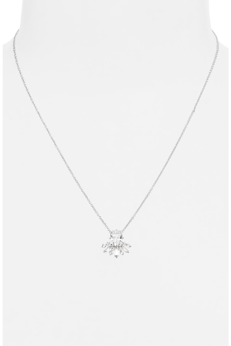 Stellar Half Halo Pendant Necklace, Alternate, color, RHODIUM