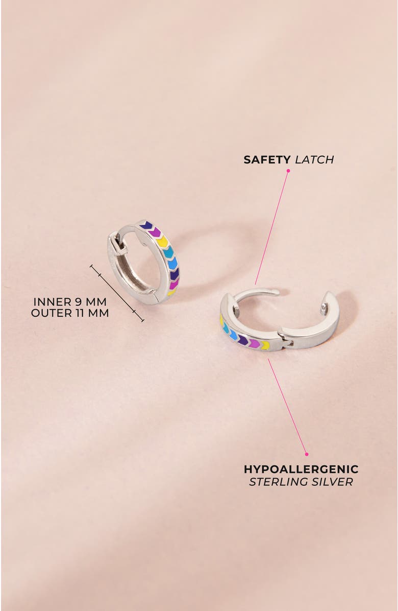 In Season Jewelry Rainbow Enamel Girls Huggie Hoops, Alternate, color, Multi-Color