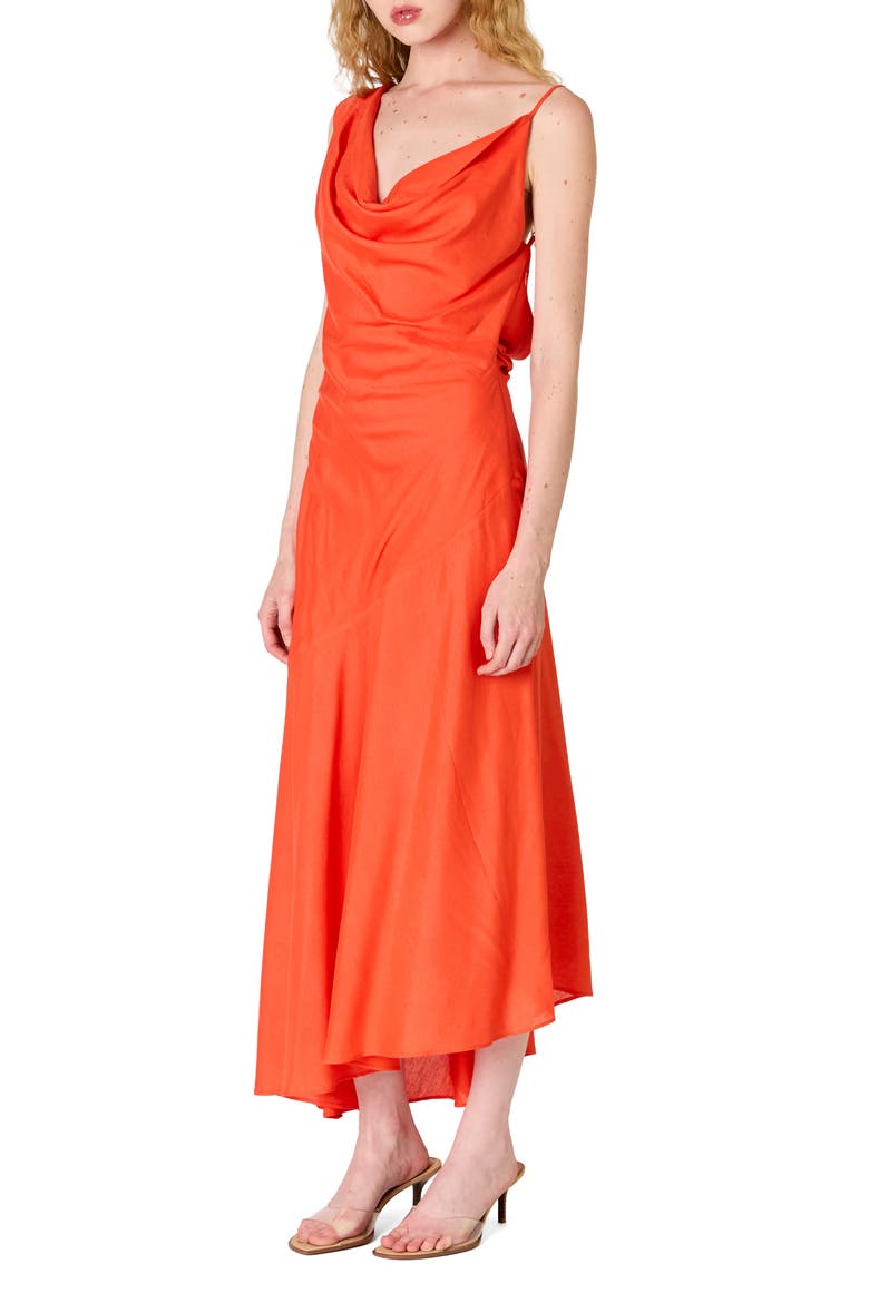 Cielo Cowl Neck Open Back Sundress, Alternate, color, CORAL RED