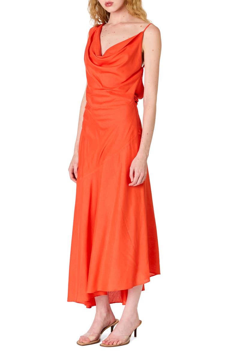 Nia Cielo Cowl Neck Open Back Sundress, Alternate, color, Coral Red